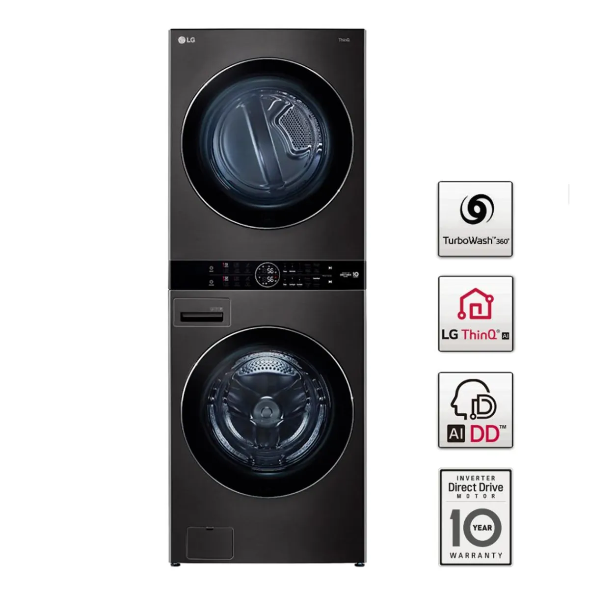 LG - Torre De Lavado Lg WK22BS6 22Kg/48Lb Inverter Negra