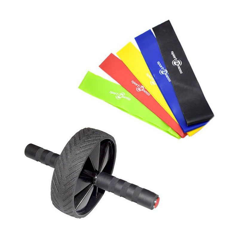 SPORT FITNESS - Rueda abdominal+ kit banda elasticas 5 unidades