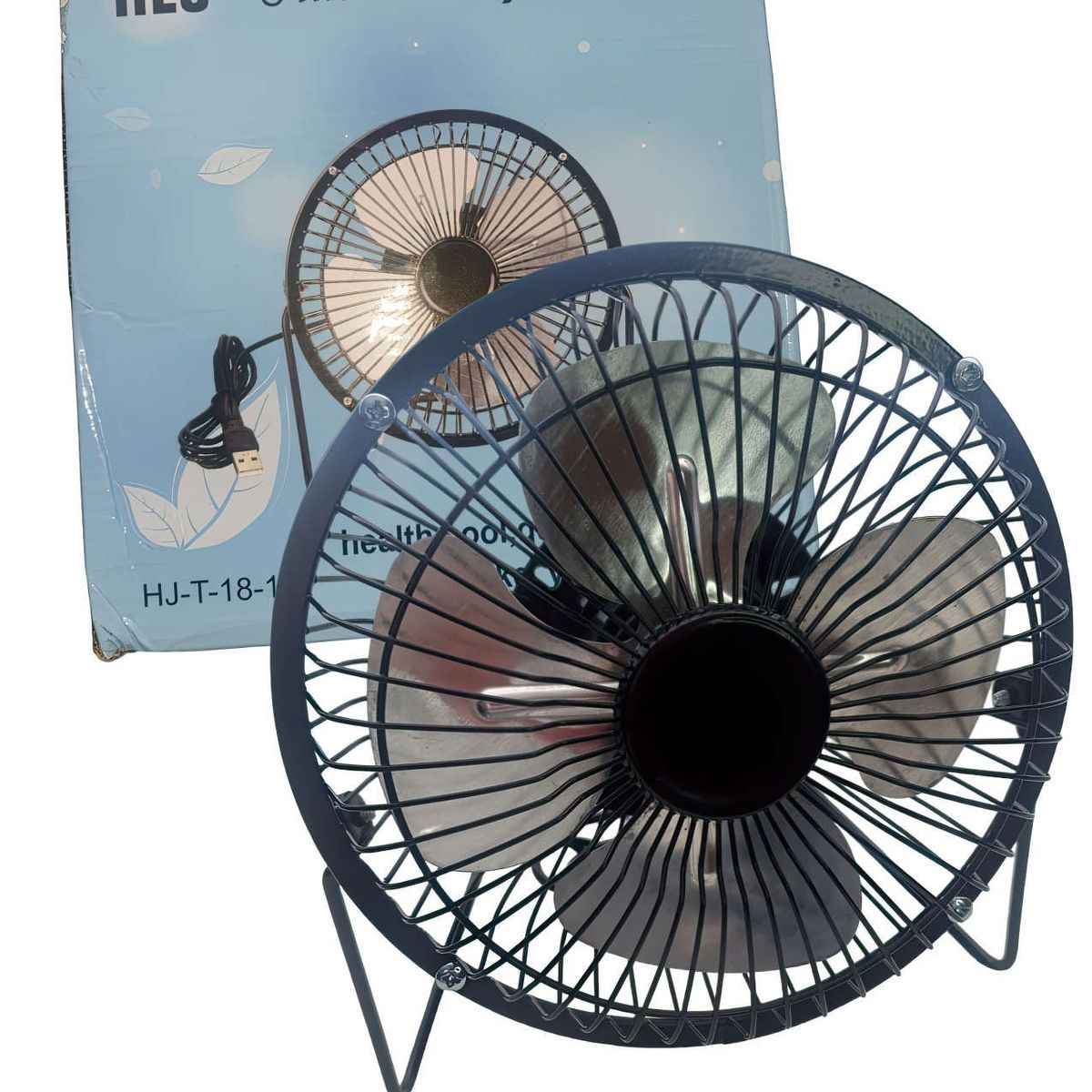 POLUX - Ventilador Mesa 6” Metálico Alta Velocidad Aire Negro HEJ HJ-T-18-1