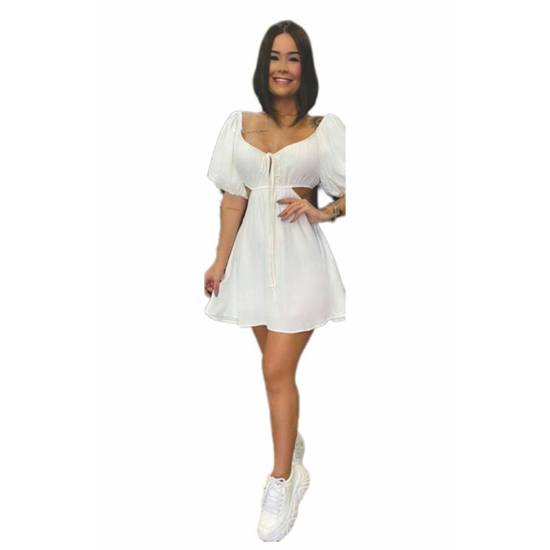 BAPU - Vestido corto con mangas cordón delantero