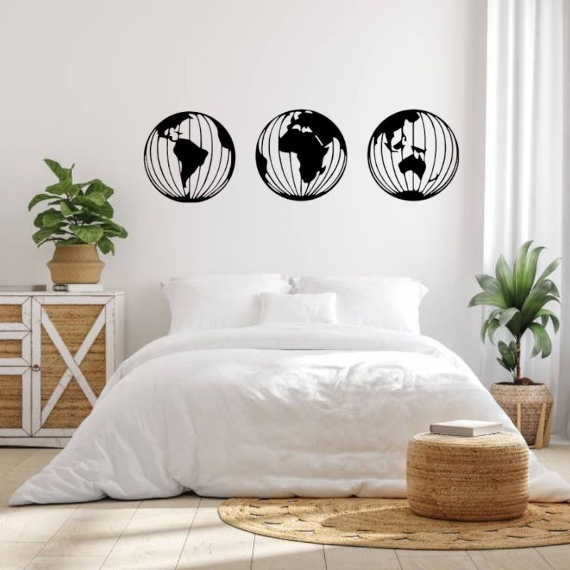 GENERICO - Cuadro decoración pared Tríptico Tierra 120x40cm MDF Negro