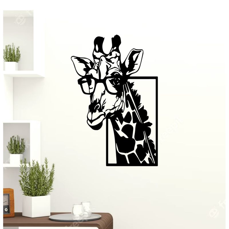 GENERICO - Cuadro decoración pared jirafa hipster 60x40cm MDF Negro