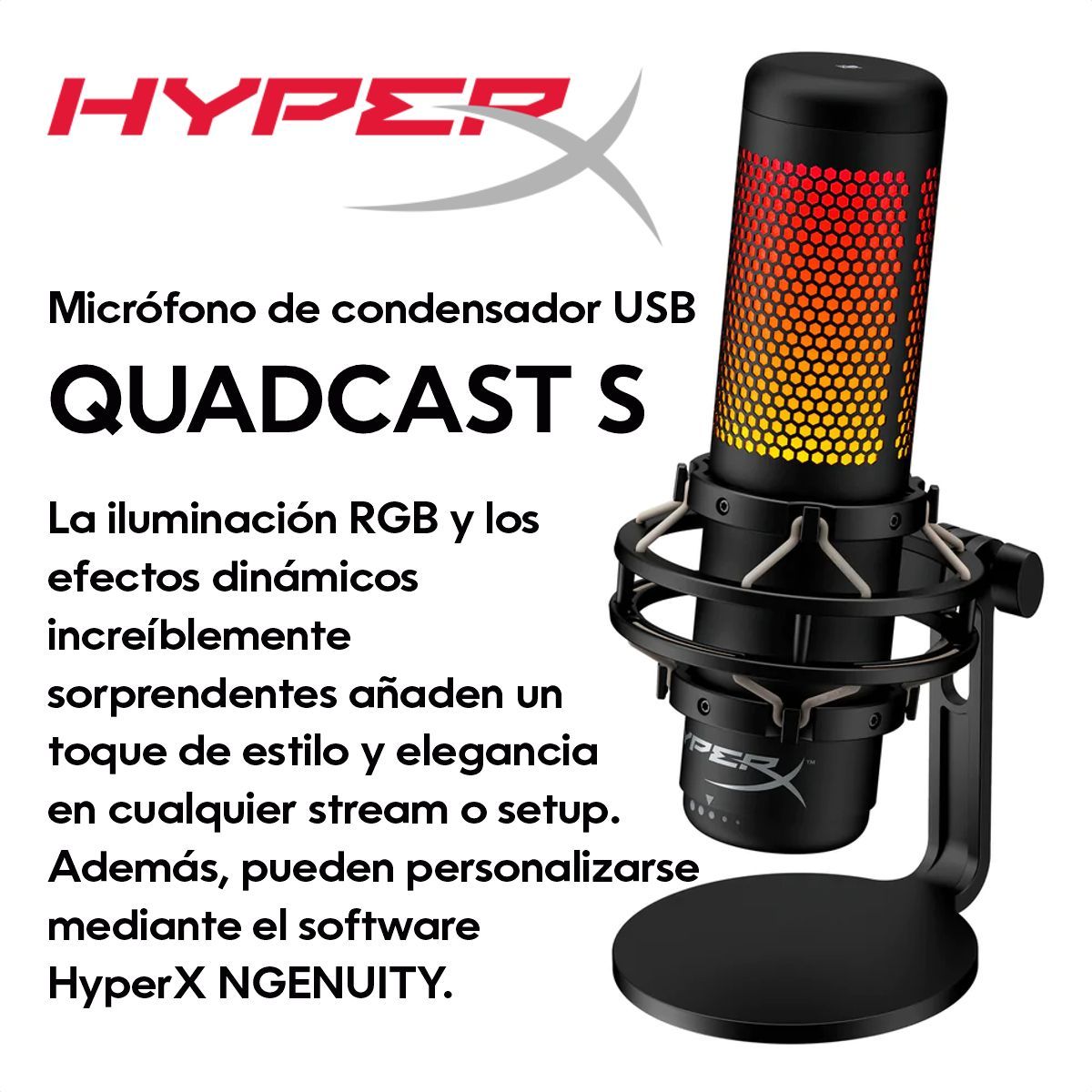 HYPERX - Micrófono Usb Multipatrón Gamer Streaming Hyperx Quadcast S