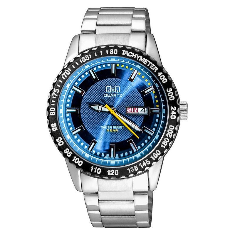 Q&Q - Reloj Q&q Qyq A194-202 Elegante Acero Calendario + Estuche