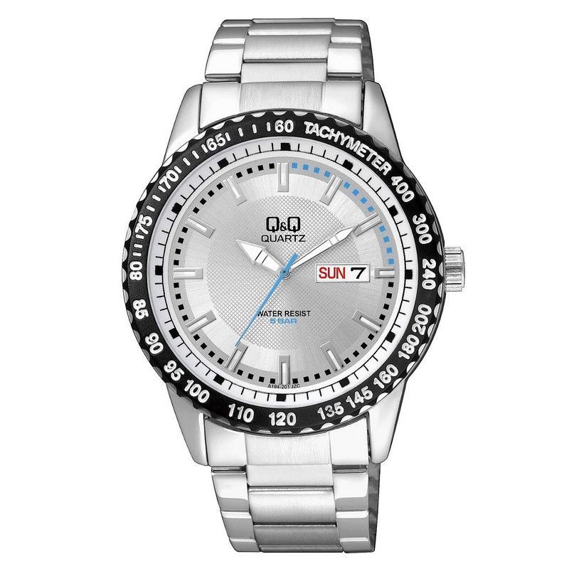 Q&Q - Reloj Q&q Qyq A194-202 Elegante Acero Calendario + Estuche