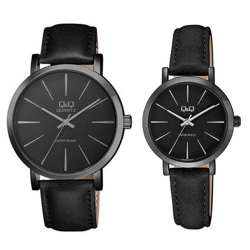 Q&Q - Relojes Pareja Duo Qyq Cuero Quartz Q&q Q892j422 + Estuche