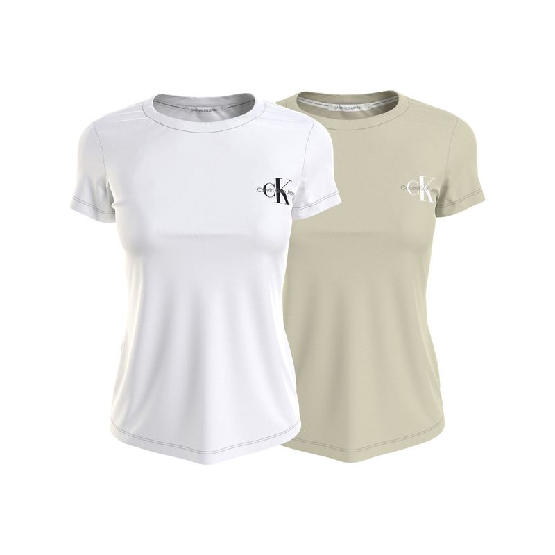 CALVIN KLEIN - Pack de 2 Camisetas Con El Logo En Pecho Para Mujer Calvin Klein