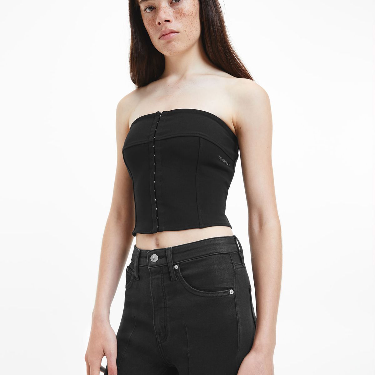 CALVIN KLEIN - Crop Top Bustier Negro Sin Tirantes para Mujer Calvin Klein