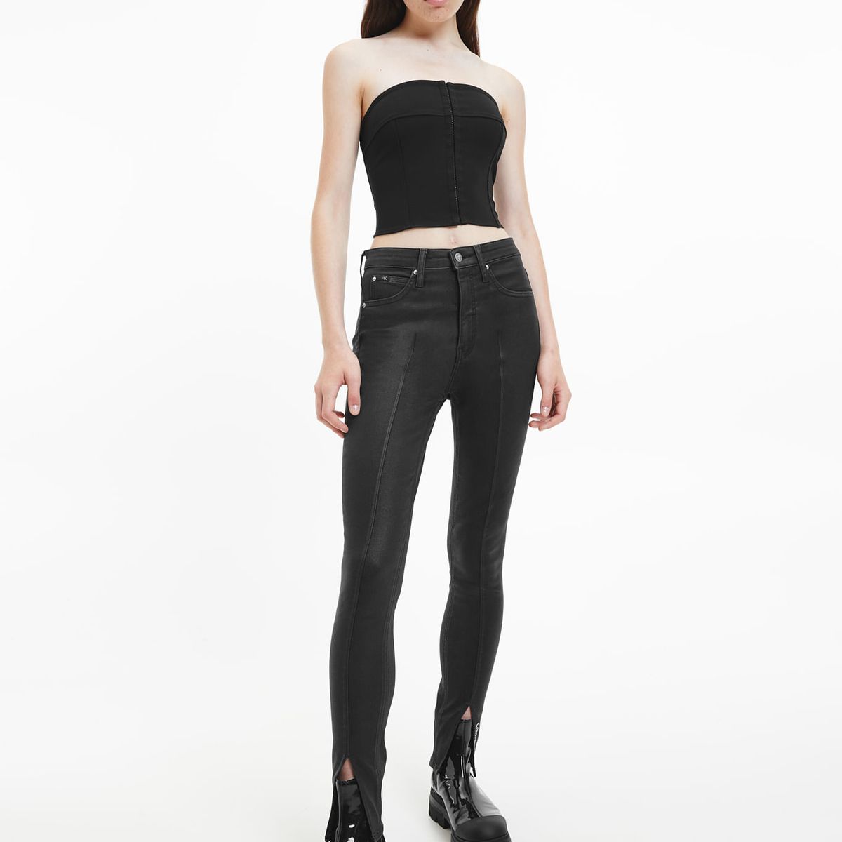 CALVIN KLEIN - Crop Top Bustier Negro Sin Tirantes para Mujer Calvin Klein