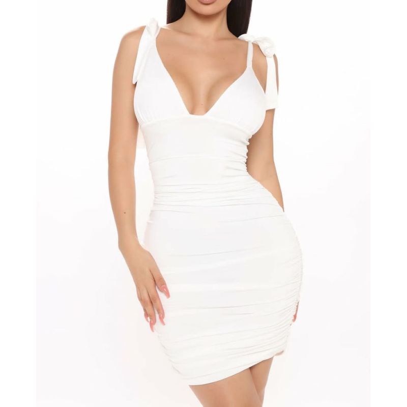 BAPU - Vestido corto de tiras de amarrar en hombros