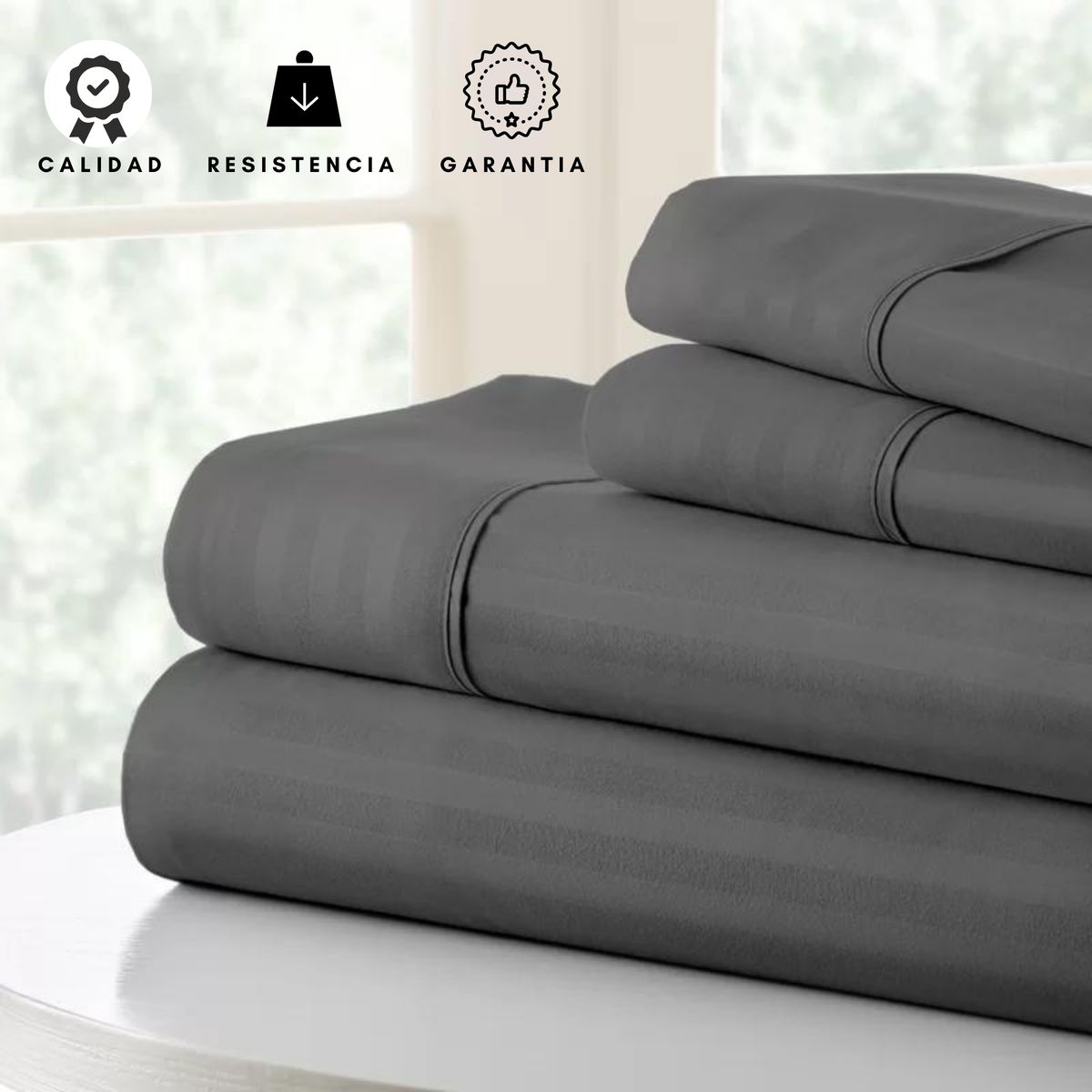 EKONOMODO COLOMBIA - Sabanas Hoteleras Luxury Gris Oscuro 300 Hilos Queen (1,60X1,90)