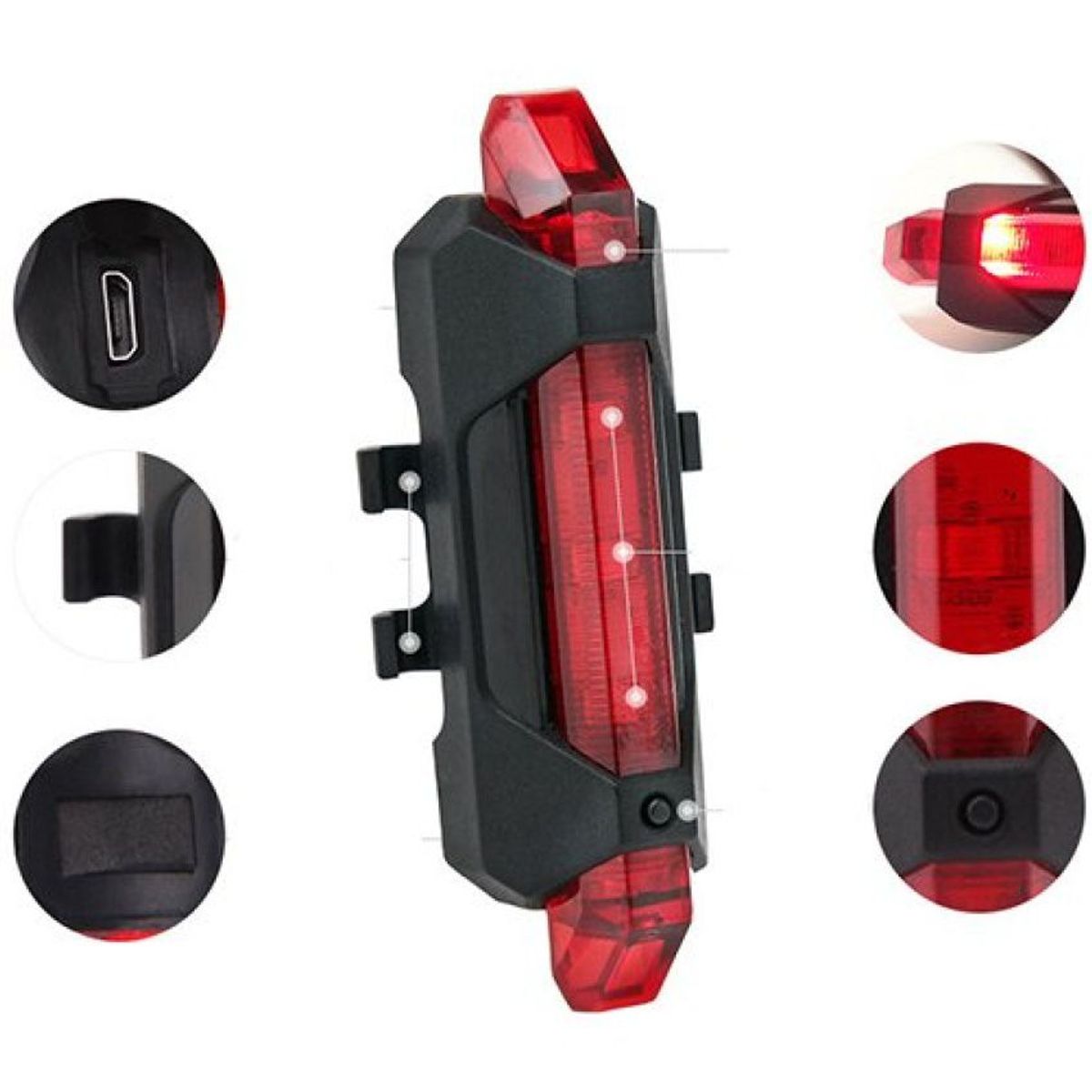 GENERICO - Luz Trasera Recargable Para Bicicleta Usb