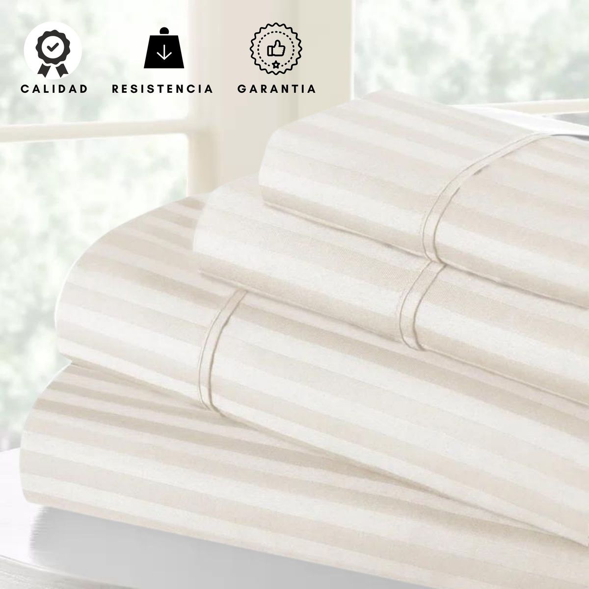 EKONOMODO COLOMBIA - Sabanas Hoteleras Luxury Beige 300 Hilos Doble (1,40X1,90)