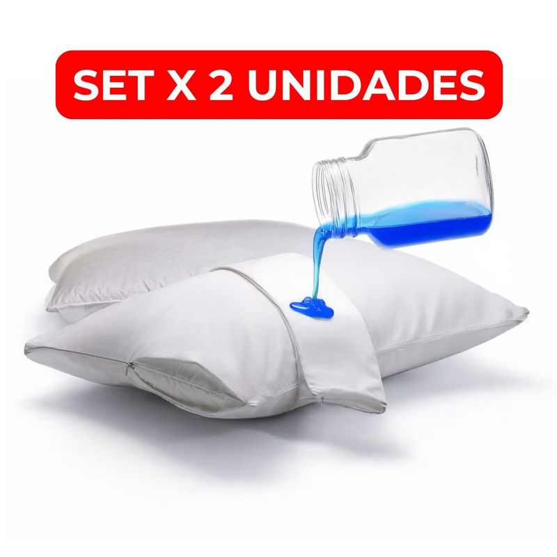 GENERICO - Set x 2 Protectores de almohada antifluido 50x70 cm Blanco