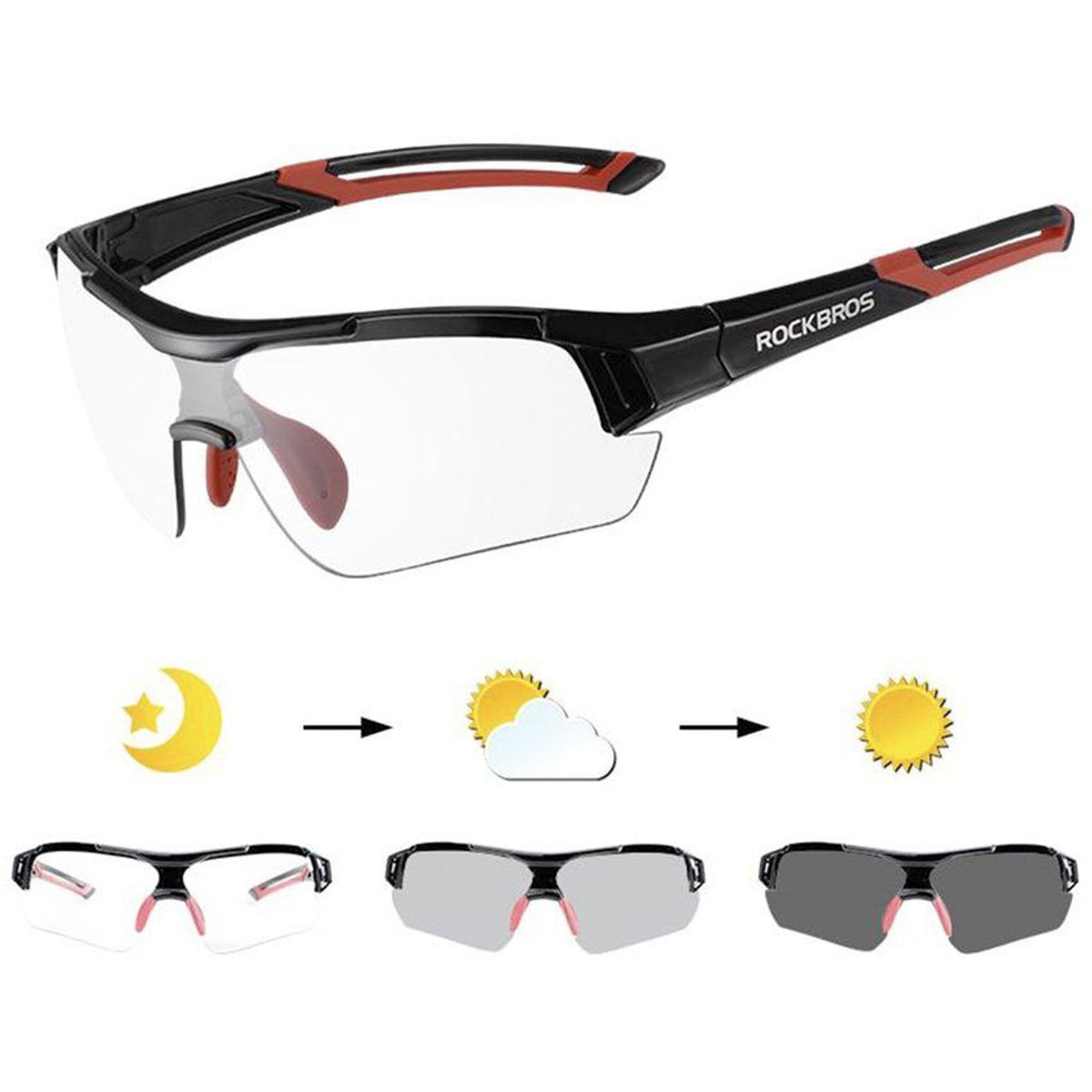 ROCKBROS - Gafas fotocromáticas para ciclismo rockbros 10112 - rojo