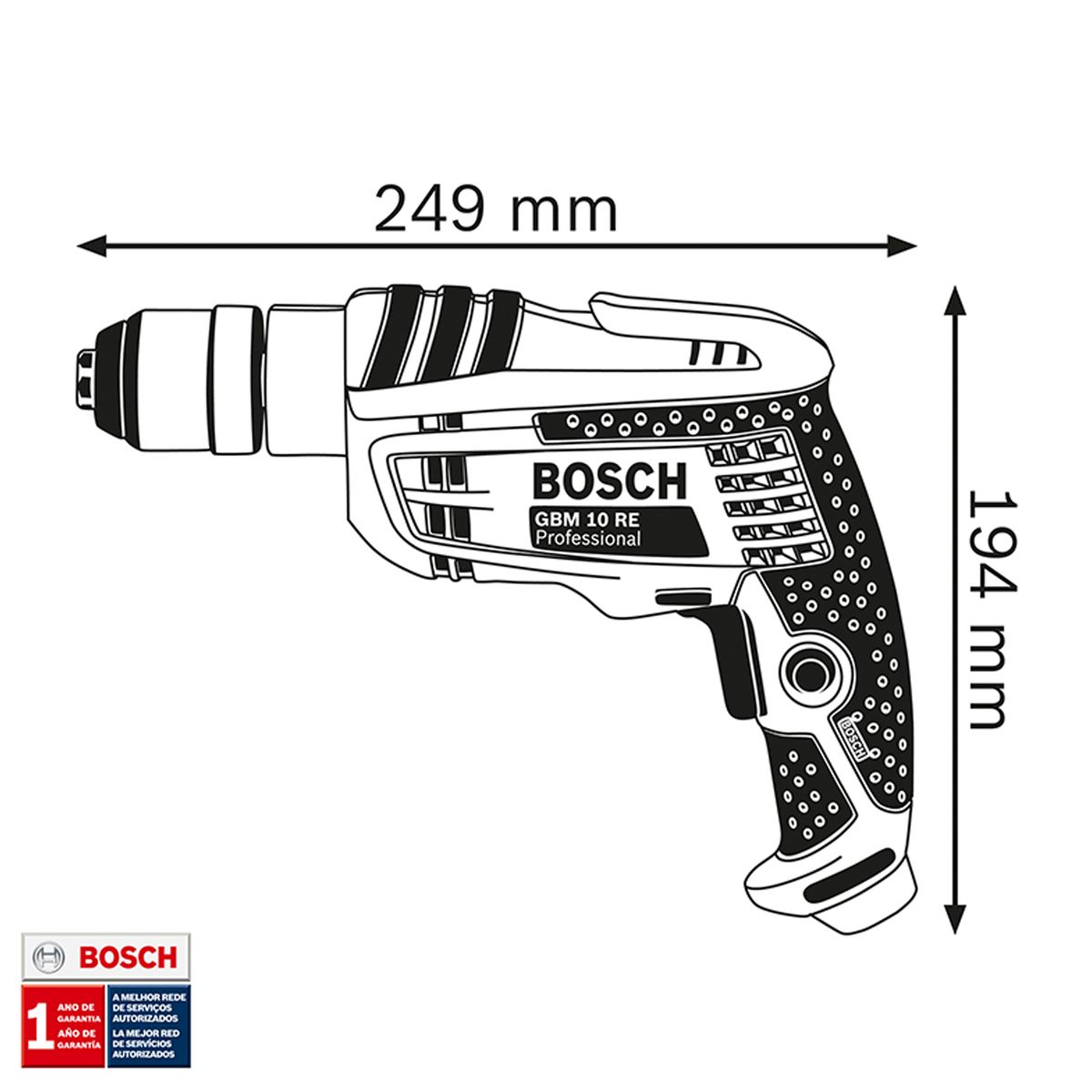 BOSCH - Taladro Rotación 3/8 Bosch Professional Gbm 10 Re 127v