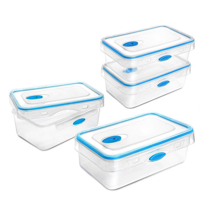 CHEF MASTER - Set X4 Recipientes para cocina tapper hermético portacomida Azul