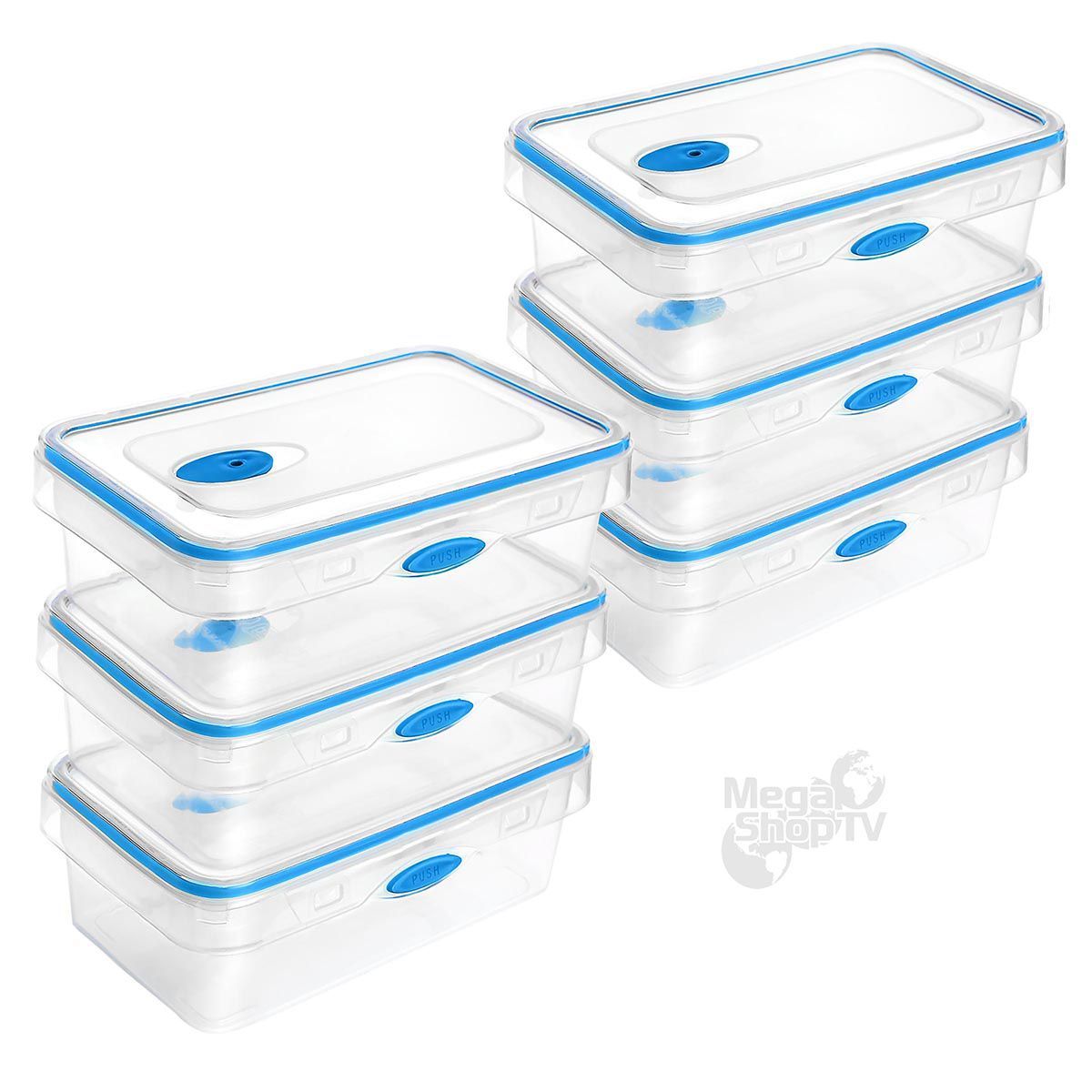 CHEF MASTER - Set X6 Recipientes para cocina tapper hermético portacomida Azul.