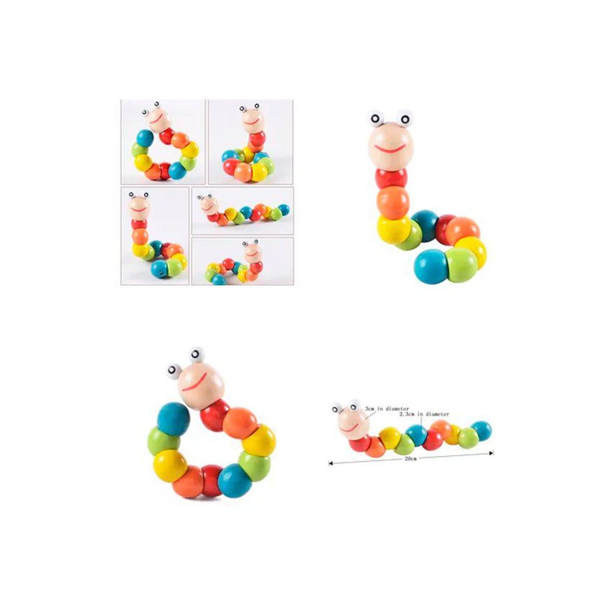 GENERICO - Juguete didactico gusano articulado sensorial - multicolor