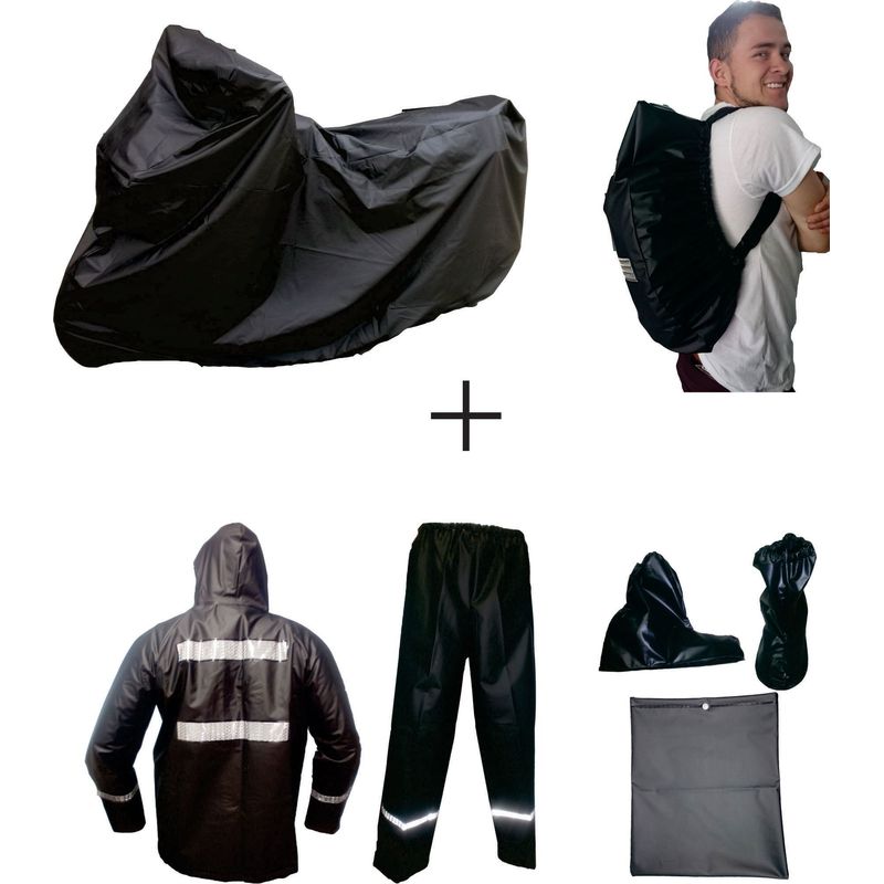 GENERICO - Combo Impermeable Moto X3 Pijama + Traje + Forro Maleta Talla: XL