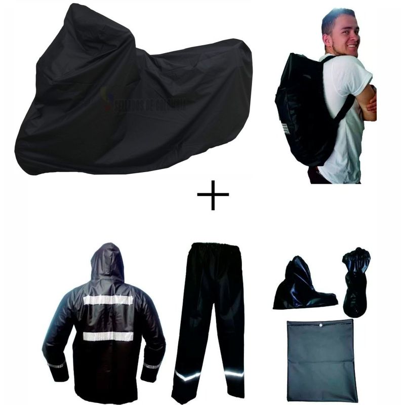 GENERICO - Combo Impermeable Moto X3 Pijama Argollas+traje+forro Maleta Talla: XL