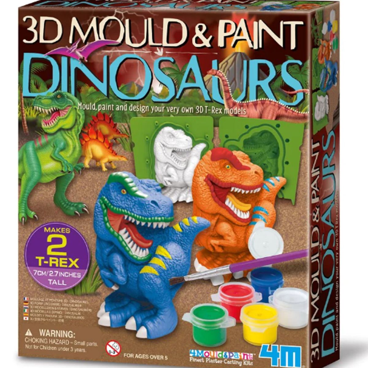 4M - Kit De Arte Moldea Y Pinta Dinosaurios En 3d Para Niño Niña