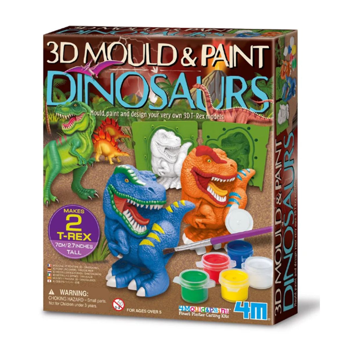4M - Kit De Arte Moldea Y Pinta Dinosaurios En 3d Para Niño Niña