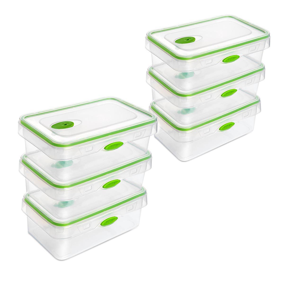 CHEF MASTER - Set X6 Recipientes para cocina tapper hermético portacomida Verde.