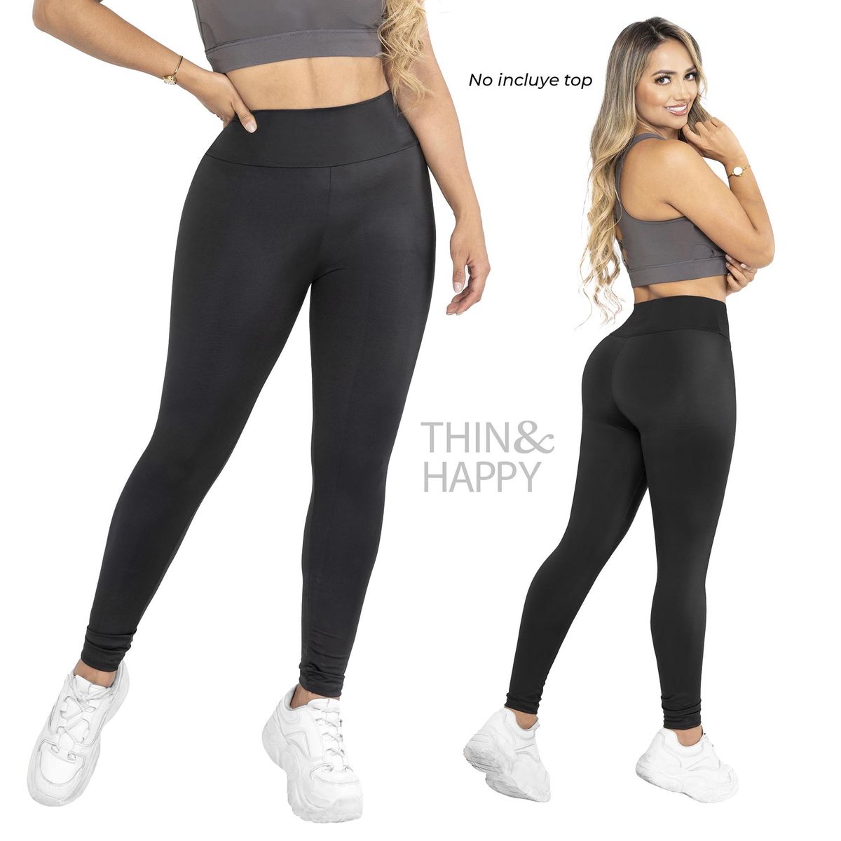 THIN & HAPPY - Leggins deportivos tiro alto control de abdomen licra larga