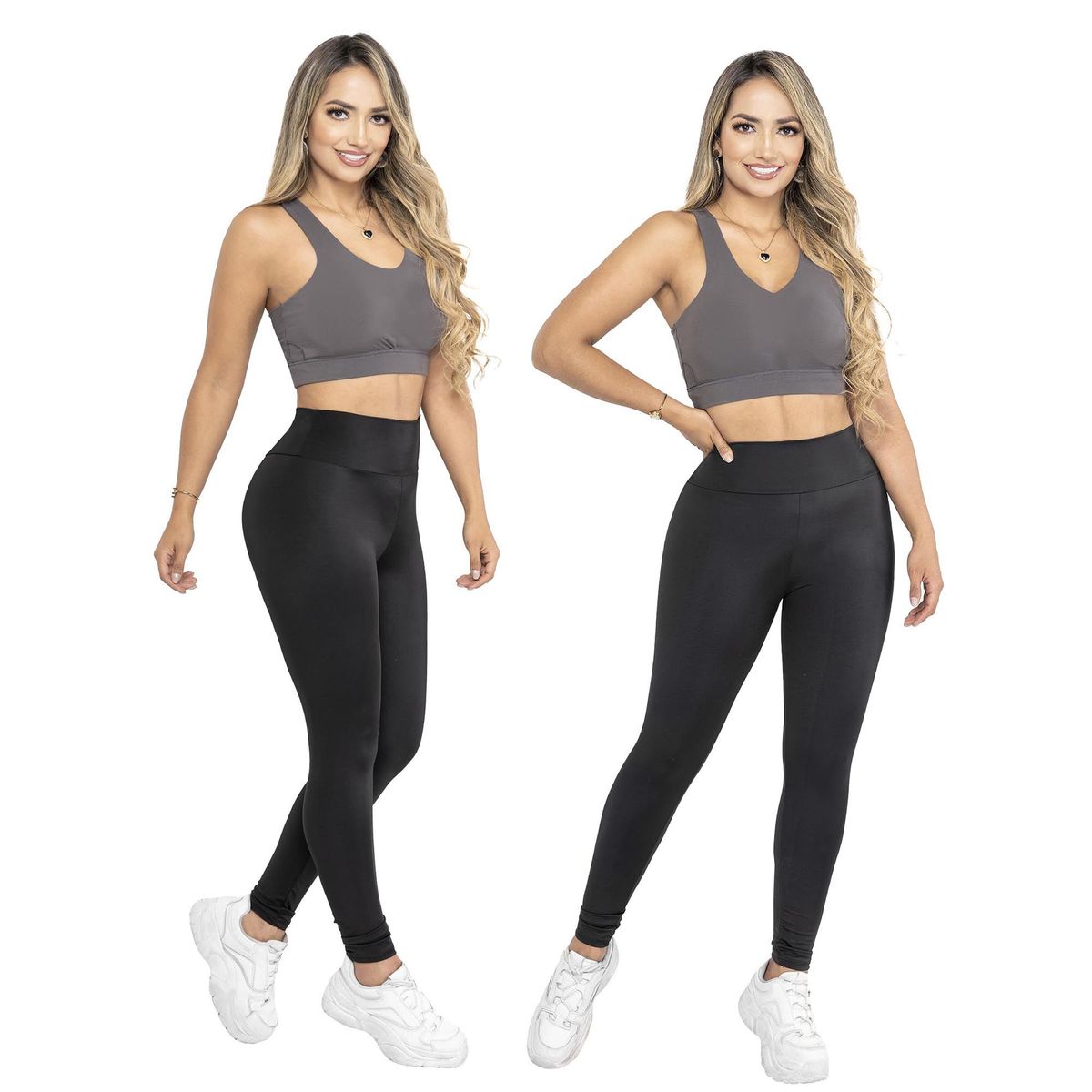 THIN & HAPPY - Combo X2 Leggins deportivos tiro alto licra larga control Abdomen