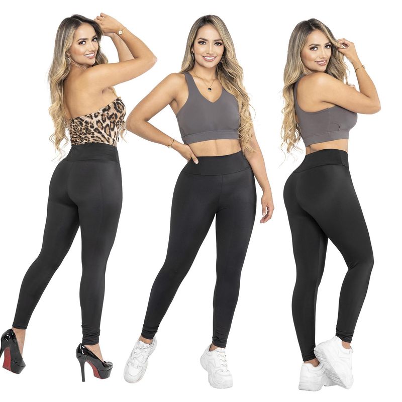 THIN & HAPPY - Combo X3 Leggins deportivos tiro alto licra larga control Abdomen_..