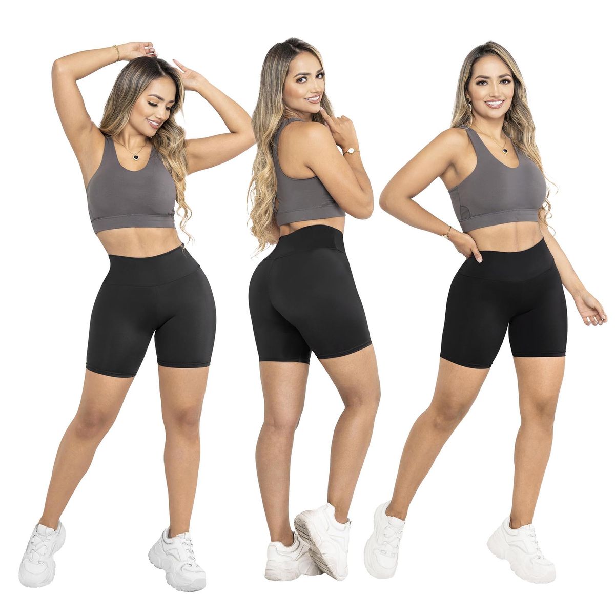 THIN & HAPPY - Combo X3 Biker Short deportivo mujer corto licra deportiva.