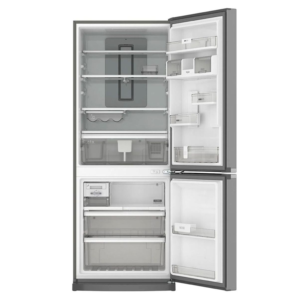 WHIRLPOOL - Nevera Whirlpool No Frost Congelador Inferior 450 Litros Gris