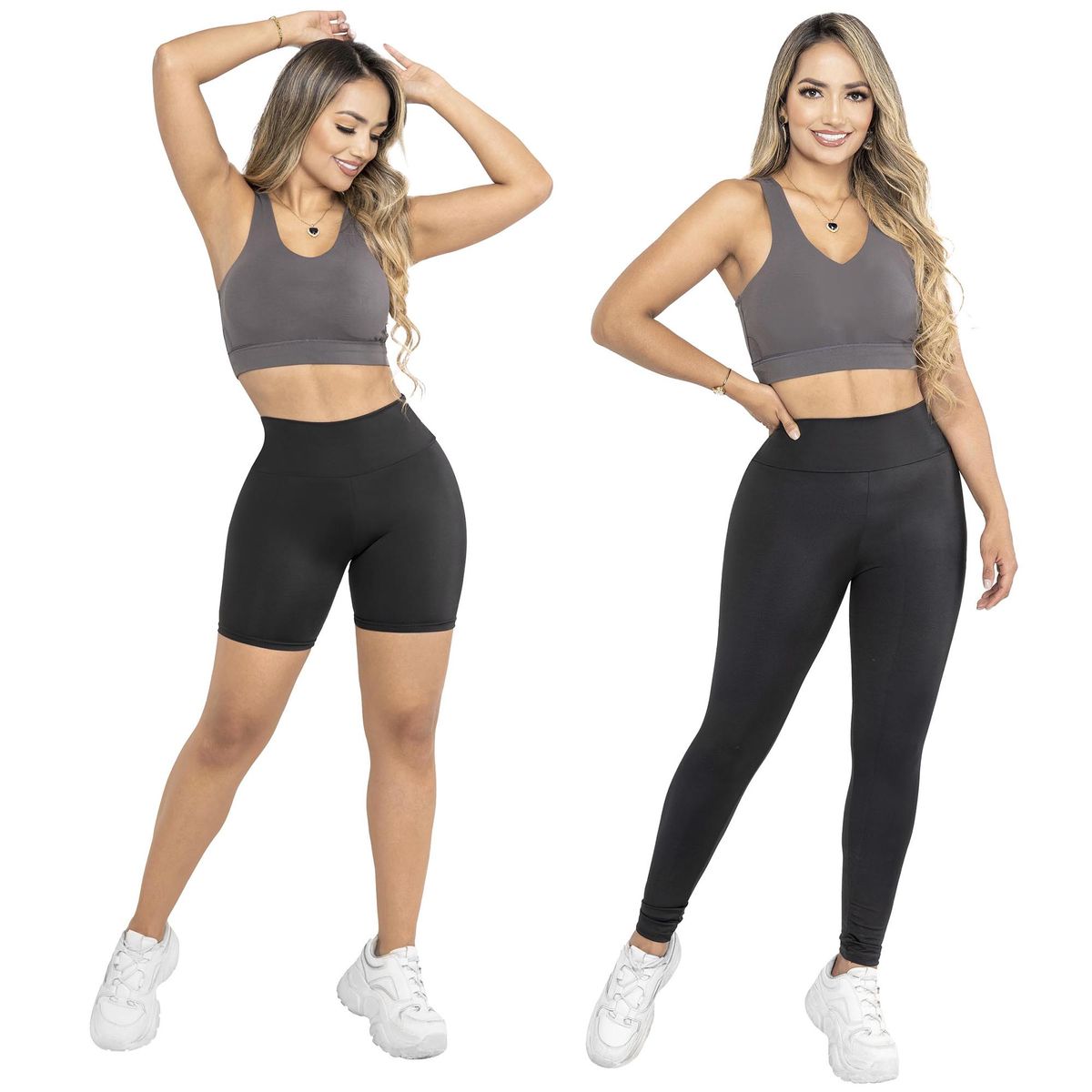 THIN & HAPPY - Combo X2 Leggins deportivos tiro alto  Biker Short licra.