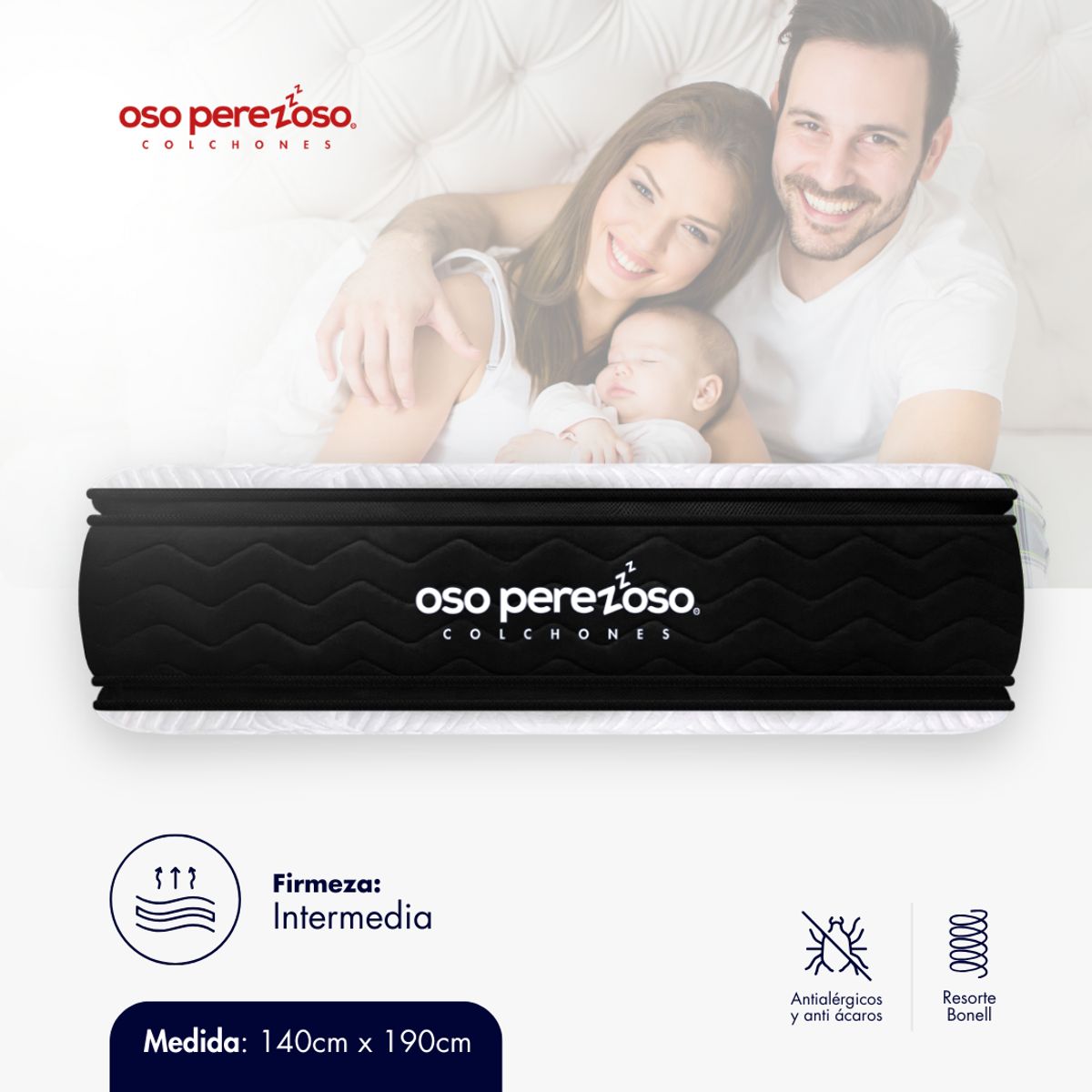 OSO PEREZOSO - Colchón Brown+ Doble 140cm190cm - Ortopédico Resortado - Firmeza Intermedia.