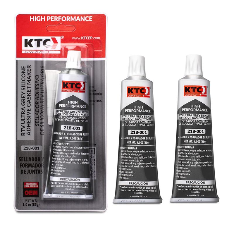 KTC - Set X3 KTC Silicona Ultra Grey 85Gr Sellador Adhesivo juntas