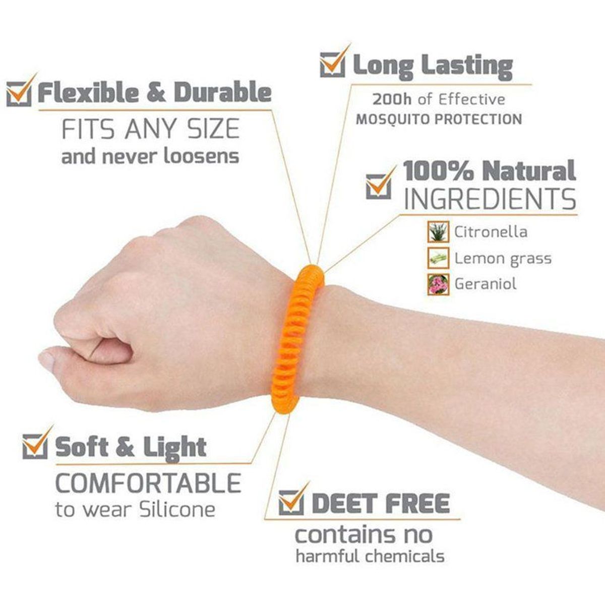 GENERICO - Kit X 5 Manilla Pulsera Repelente De Mosquitos Impermeable