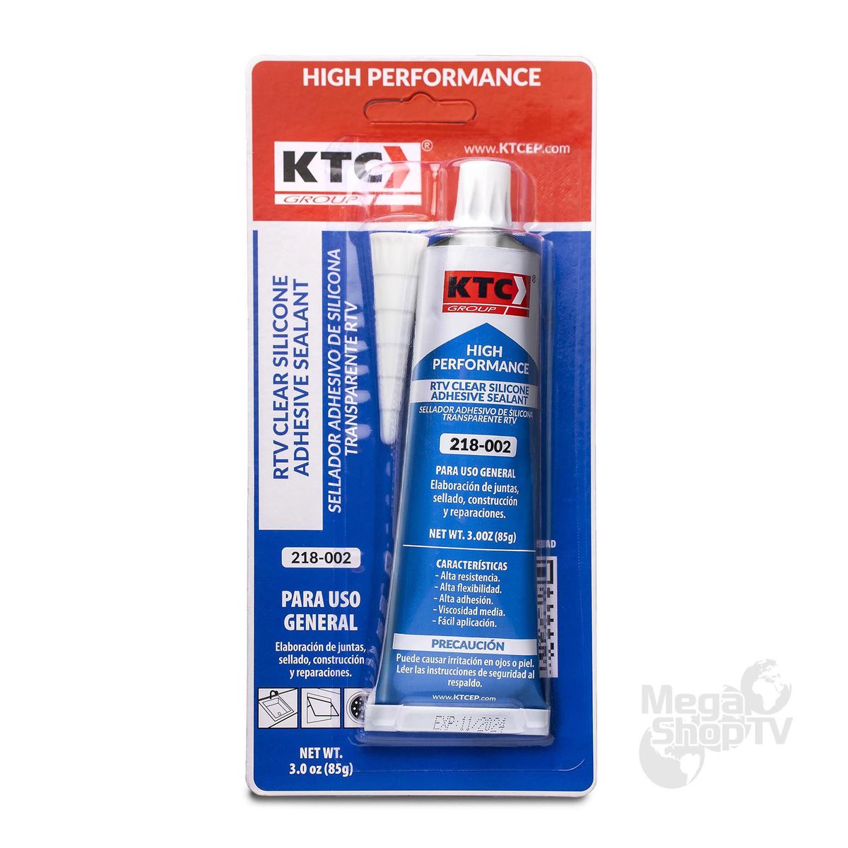 KTC - KTC Sellador Adhesivo De Silicona Transparente RTV 85Gr