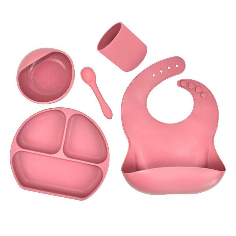 ONE PIXEL - Set Vajilla Para Bebé 5 Piezas ONE PIXEL Silicona Libre BPA