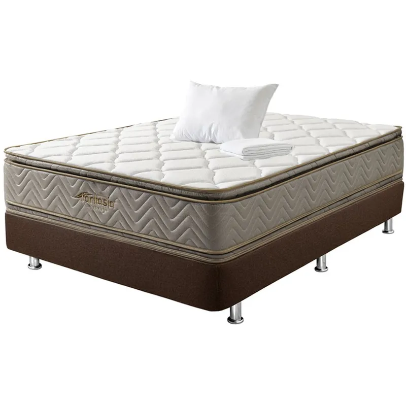 COLCHONES FANTASIA - Combo Galaxy+base Cama Café+1 Almohada+protector 100x190