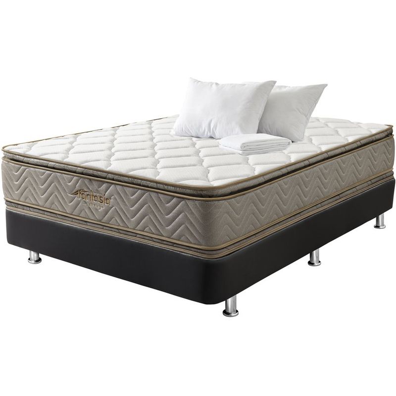 COLCHONES FANTASIA - Combo Galaxy+base Tipo C Negro+2almohadas+protector 140x190