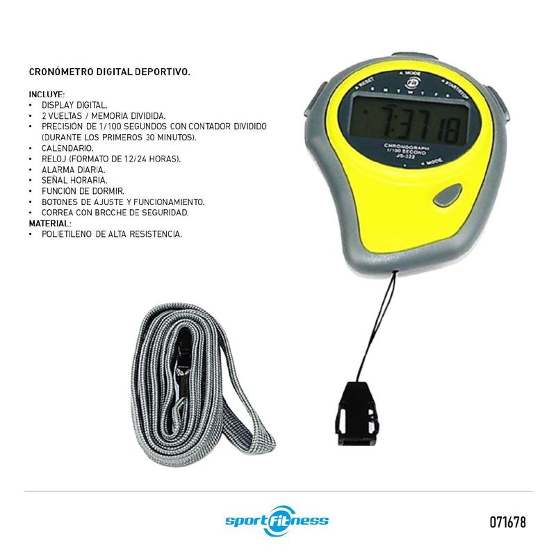 SPORTFITNESS - CRONOMETRO DEPORTIVO JS322-SPORTFITNESS