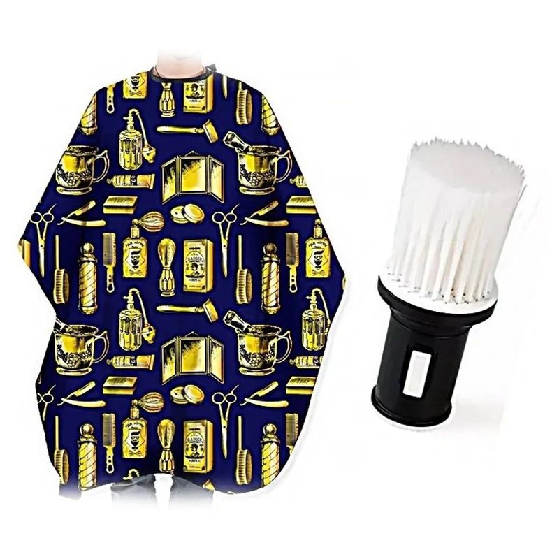 VITTORIA - Kit capa barberia diseño  brocha talquera sacudidor peluque