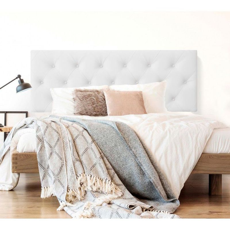 DISEÑOS RAMONA'S - Cabecero Doble 140x60 Rombos Blanco Sintético