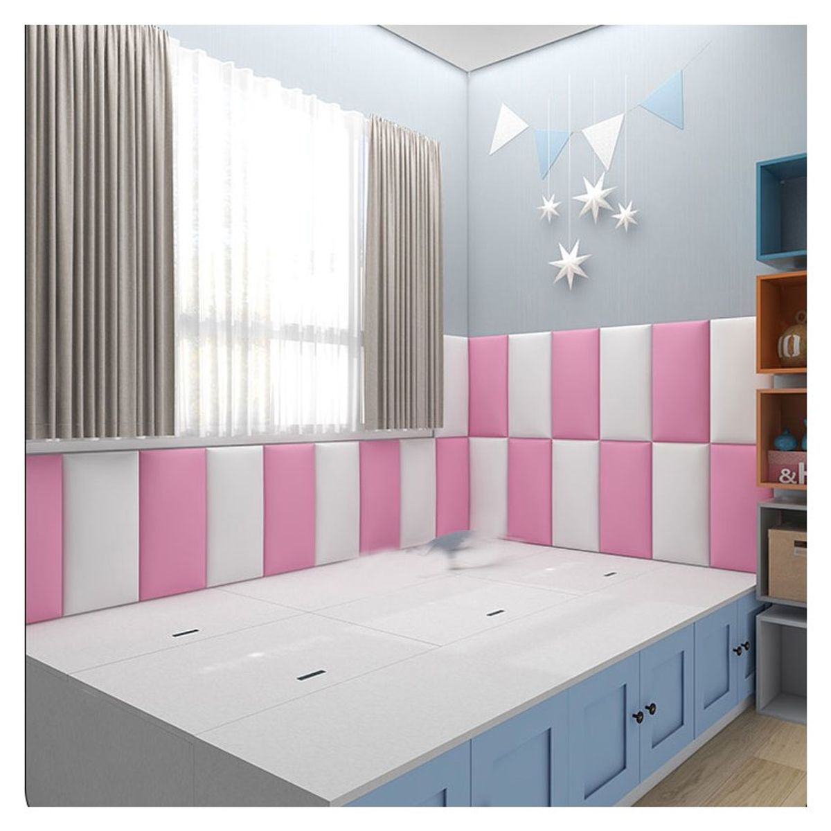 DISEÑOS RAMONA'S - Paneles Anticolisión Setx5 Blanco y Rosa Sintético