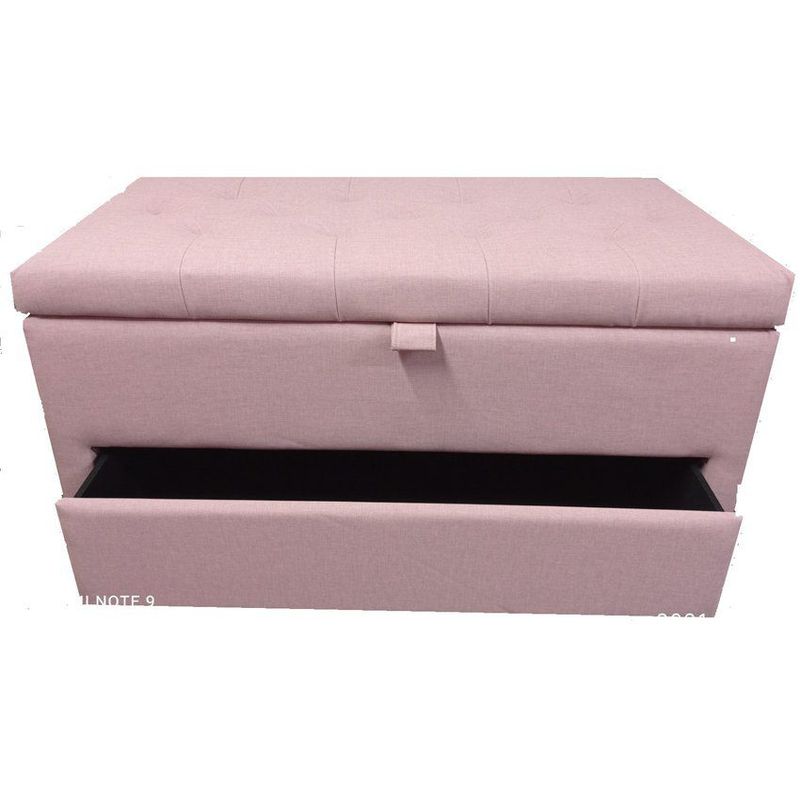 DISEÑOS RAMONA'S - Puff Baúl Zapatero Doble Nivel 100x50x50 Rosado Sintético