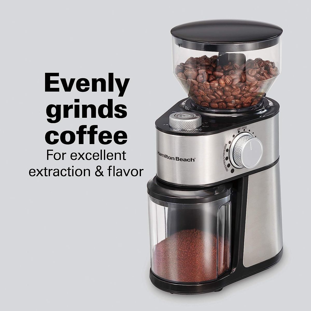 HAMILTON BEACH - molino cafe automatico con selector molienda 18 ajustes hamilton beach