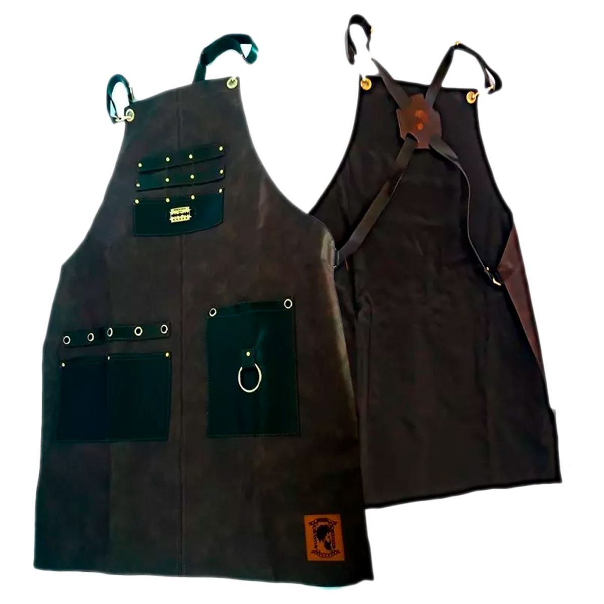 VITTORIA - Mandil barbería barbero delantal profesional café negro