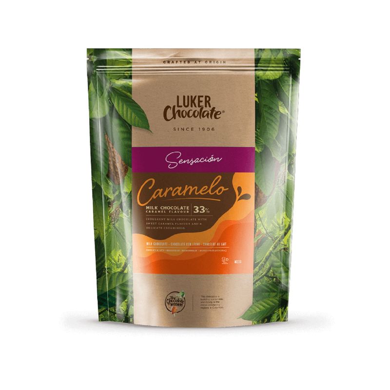CASALUKER - Cobertura de Chocolate con Leche Sabor a Caramelo Porcentaje de Cacao 33