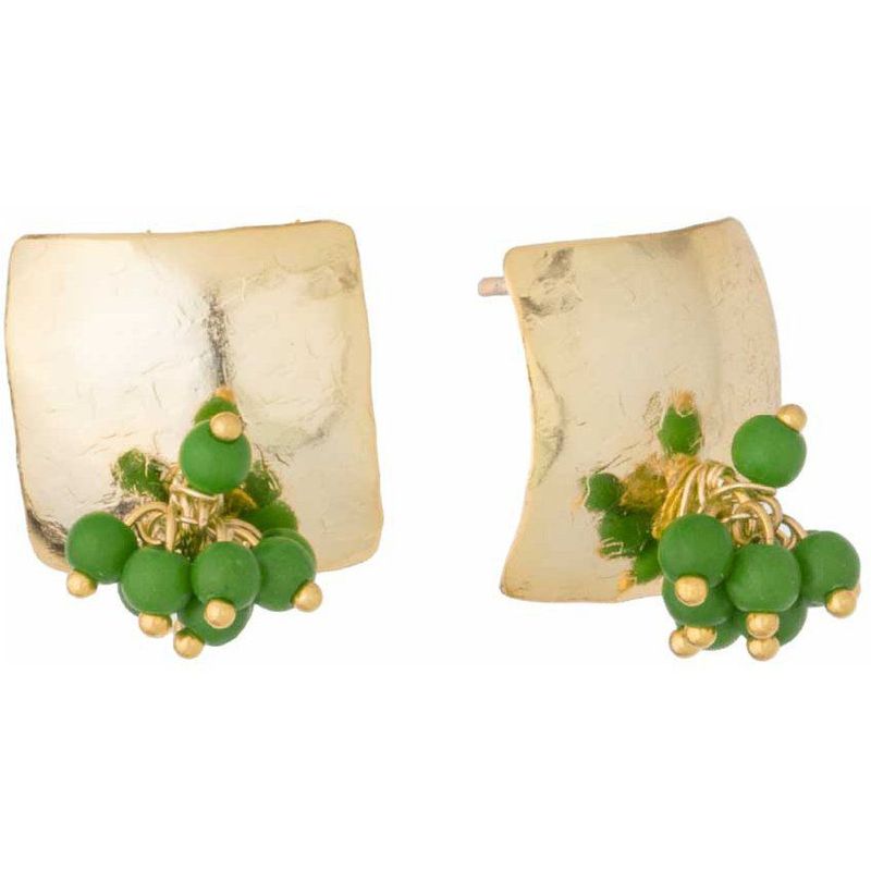 ENIGMA - Aretes topo mini flor verde_.